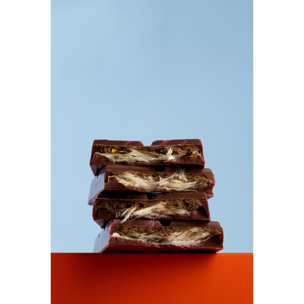 Молочный шоколад «Ангельские волосы» с пишмание и фисташкой  60г