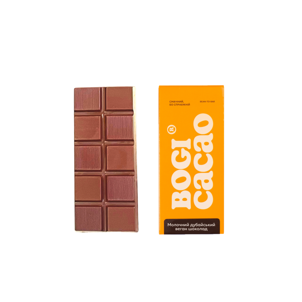 Milk Dubai chocolate with pistachio paste and kataifi