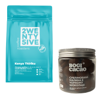 Комбо Berries Vibe: Kenya Thiriku + Сублімована малина в темному веганському шоколаді