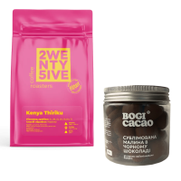 Комбо Berries Vibe: Kenya Thiriku + Сублімована малина в темному веганському шоколаді